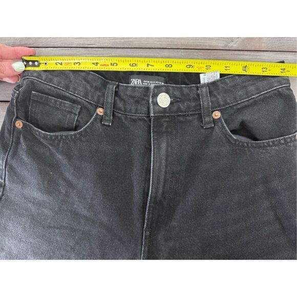 ZARA Wide Leg Black Size Pants Jeans‎ Size 26 Tall Long - Picture 5 of 7